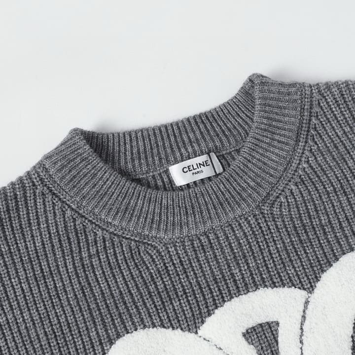 Celine Arc de Triomphe Logo Wool Sweater – 25FW in Grey