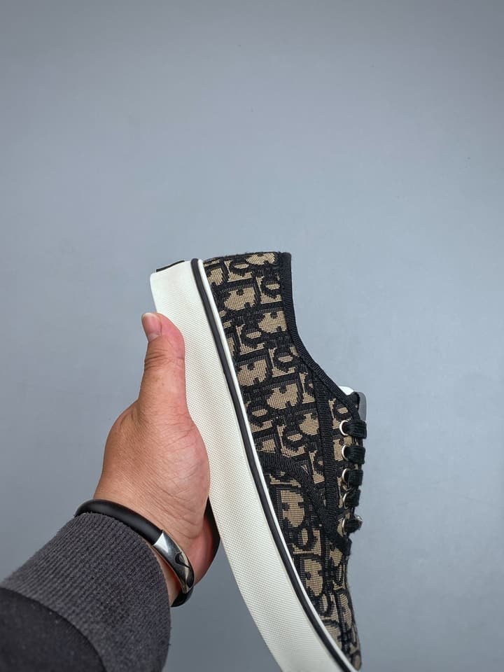 Dior Saltwind Oblique Canvas Lace Sneakers in Brown Oblique Canvas