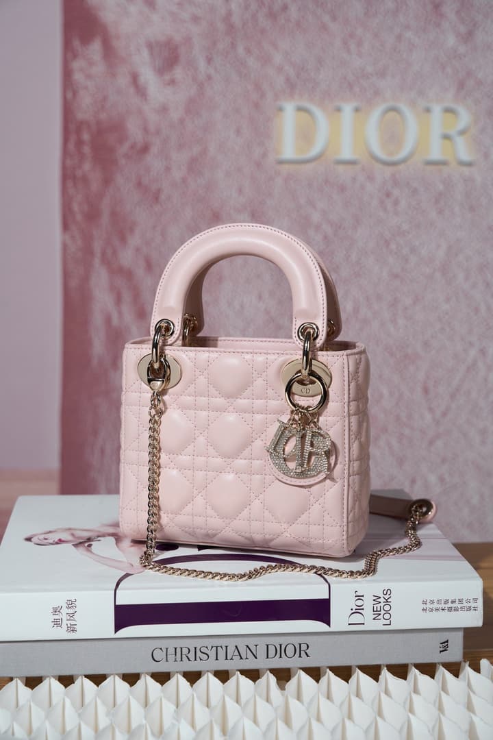 Dior Classic Lady Lambskin Handbag in Blush Pink