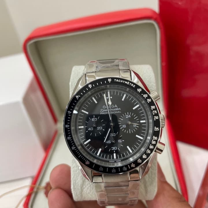 Omega Speedmaster Apollo 11 50th Anniversary Chronograph Watch in Stainless Steel Black Dial Chronograph