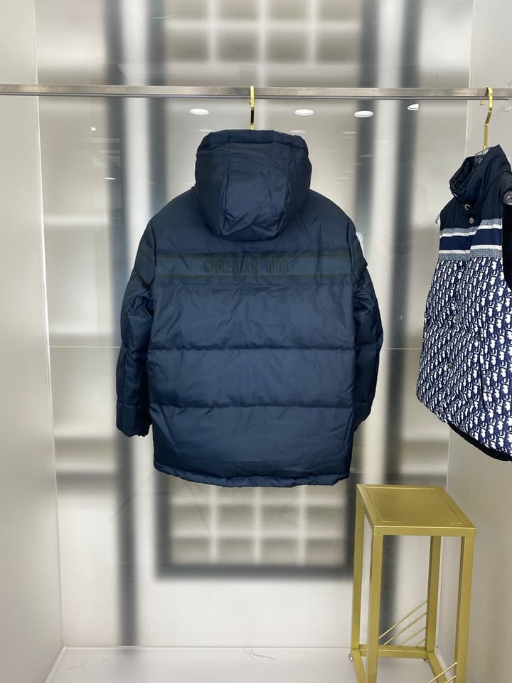 Dior Full Print Jacquard Reversible Puffer Jacket – 25FW in Dark Blue Jacquard Logo Print