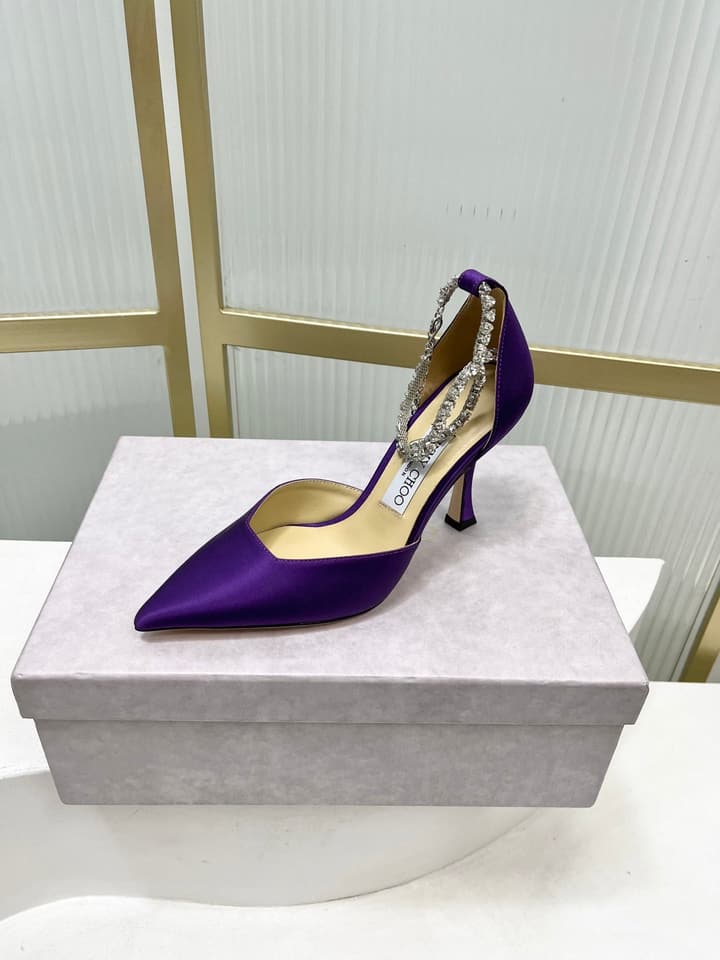 Jimmy Choo Stevie 100 Satin Bow Heels in Brown Satin