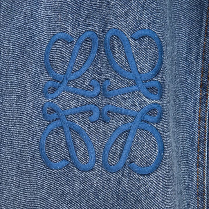 Loewe Anagram Embroidered Distressed Denim Jeans