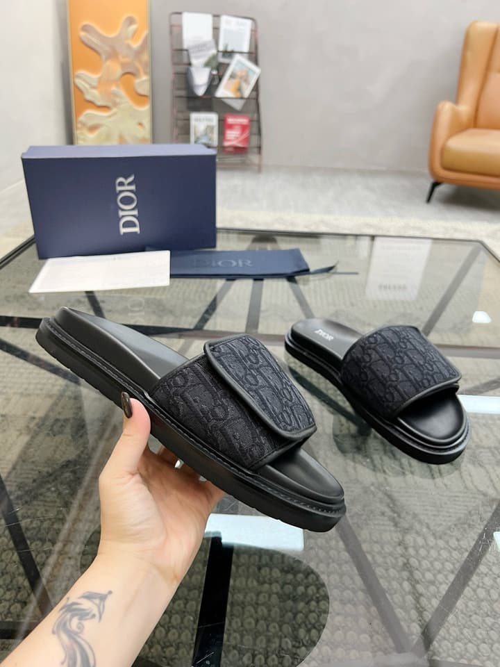 Dior Luxury Slides in Black Textured
