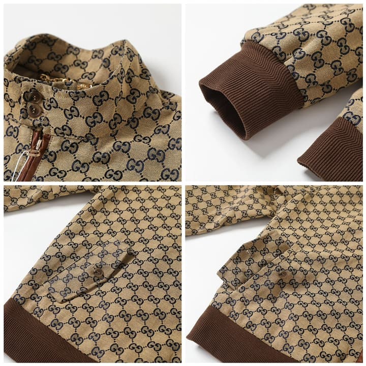 Gucci Double G Jacquard Stand Collar Jacket – 25FW in Ebony Beige Gg Jacquard