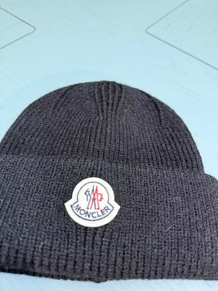 Moncler Classic Jacquard Knit Beanie – Kids Collection – 25FW in Classic Black Beanie