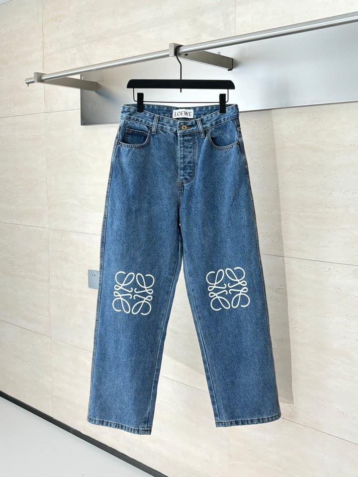 Loewe Anagram Laser-Cut Denim Jeans – 24FW in Blue Denim