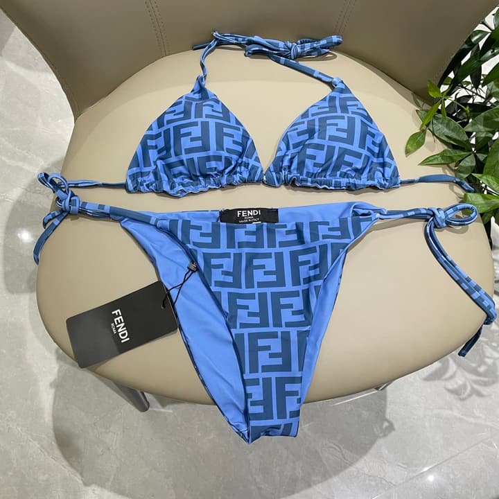 Fendi Versatile One-Piece Bikini Swimsuit in Brown Ff Logo Bikini