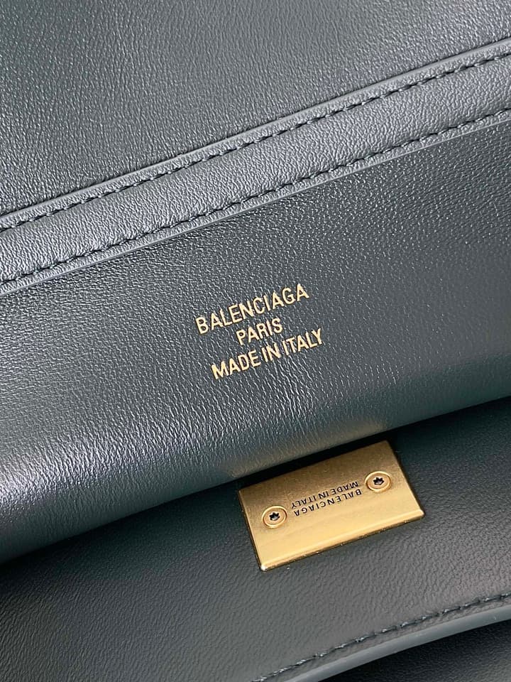 Balenciaga Rodeo Large Leather Shoulder Bag in Dark Green Leather