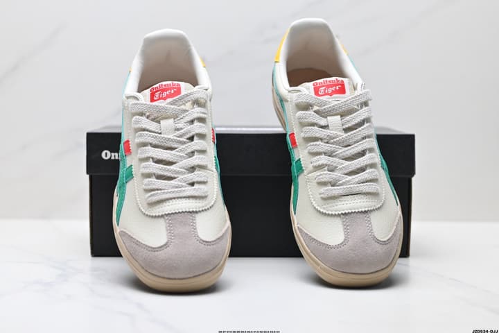 Asics Onitsuka Tiger Tokuten Retro Low-Top Sneakers in Cream Upper With Black Stripes And Black Sole
