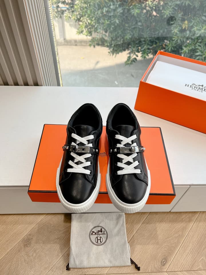 Hermès Bouncing Men's Sneakers in Black Leather