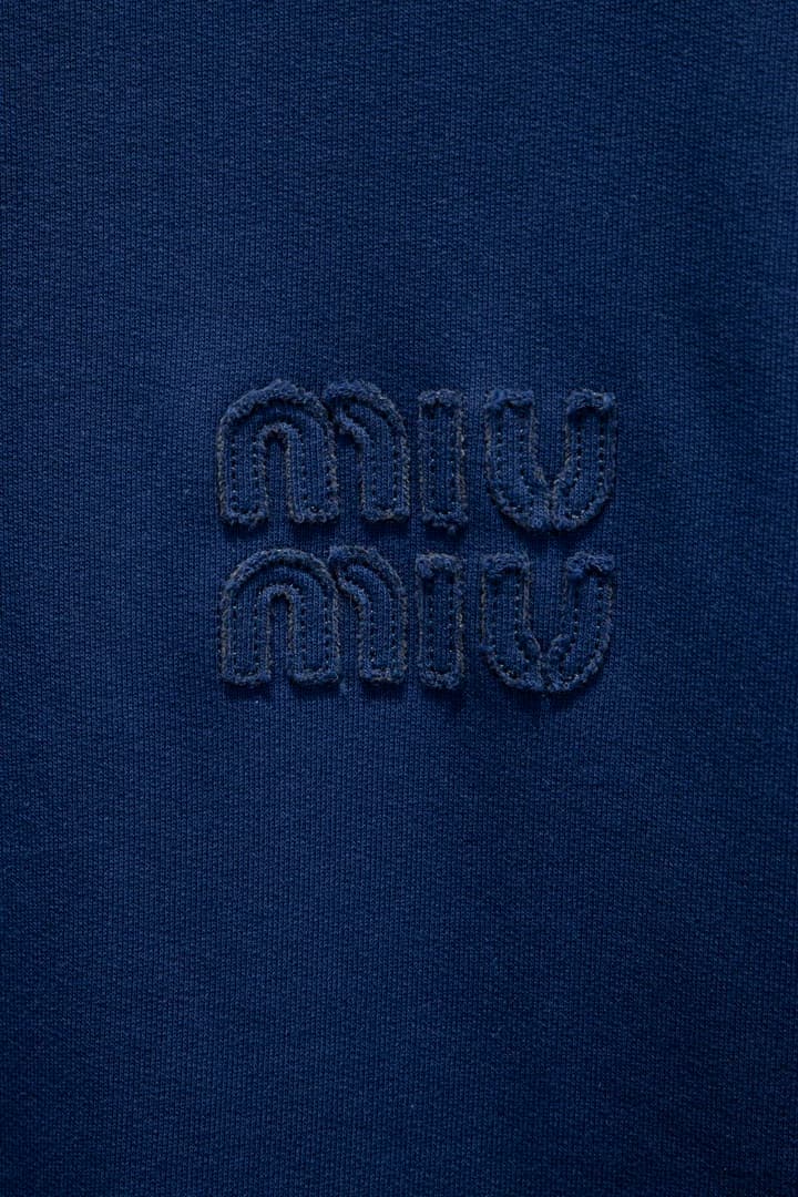 Miu Miu Embroidered Oversize Cotton Sweatshirt in Heather Grey