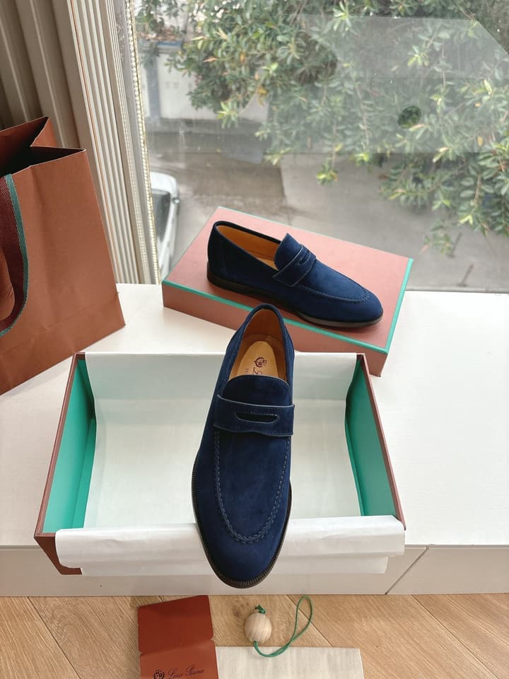 Loro Piana Loafers in Black Suede