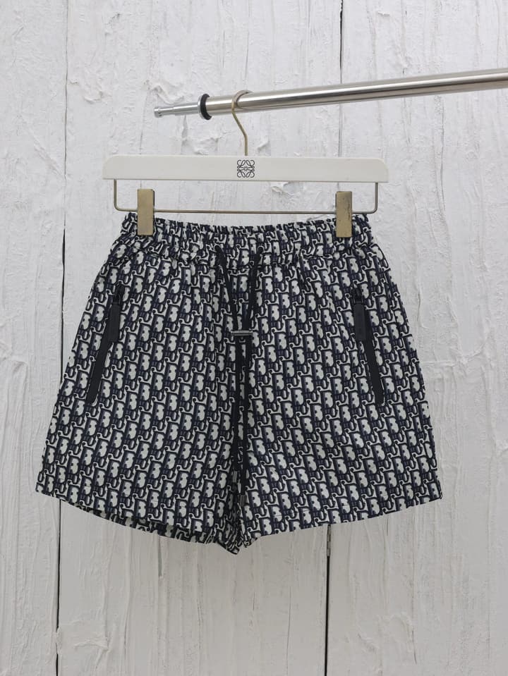 Dior Gold Taffeta Jacquard Oblique Shorts – 2025 in Navy Blue