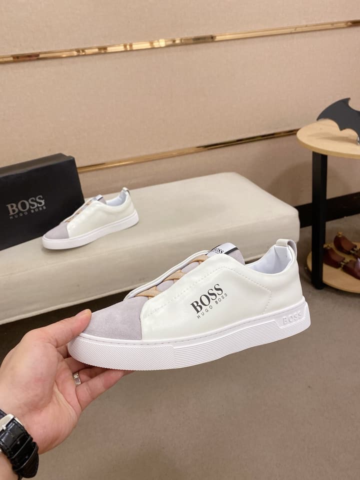 Boss Casual Leather Loafers in Glossy Black Toe