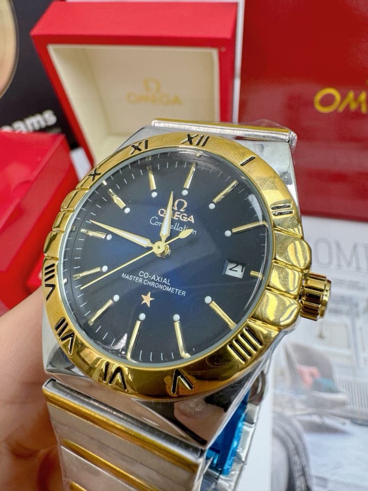 Omega Constellation Mechanical Gold/Blue Dial Watch in Blue Dial 1