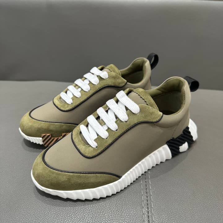 Hermès Bouncing Sneakers in Bright White With Orange H