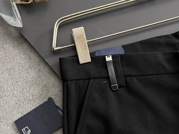 Prada Men's Cashmere Casual Trousers – 2025 Collection in Charcoal Gray
