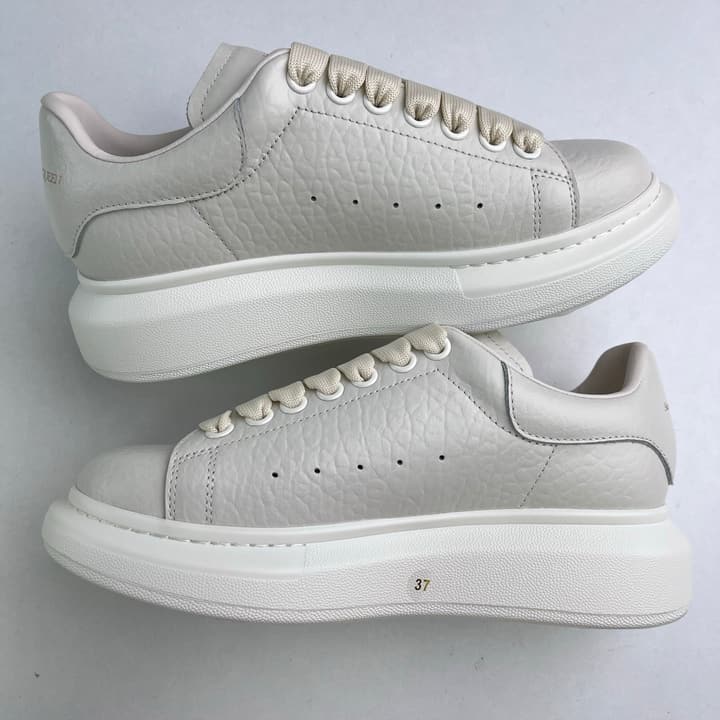 Alexander McQueen Oversized Platform Sneakers in All White Textured