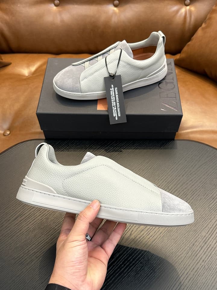 Zegna Triple Stitch™ Low-Top Sneakers in Leather Off-white