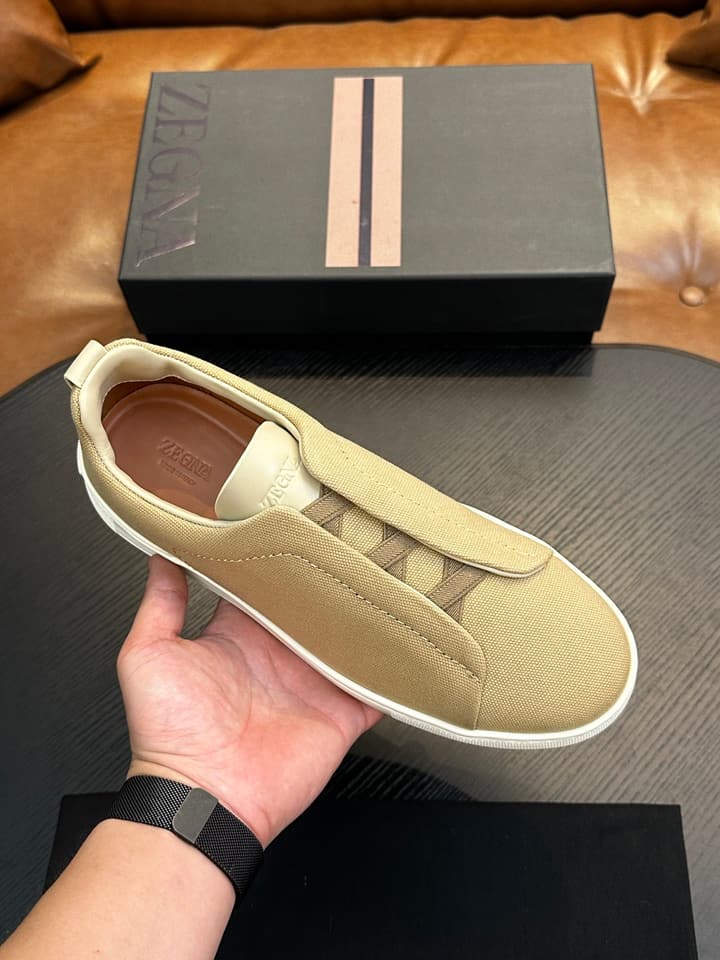Zegna Triple Stitch Low-Top Sneakers in Black Suede