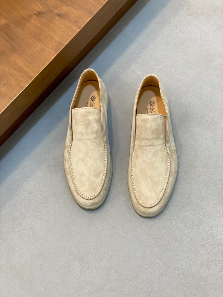 Loro Piana Suede Leather Slip-On Loafers in Camel Tan Suede