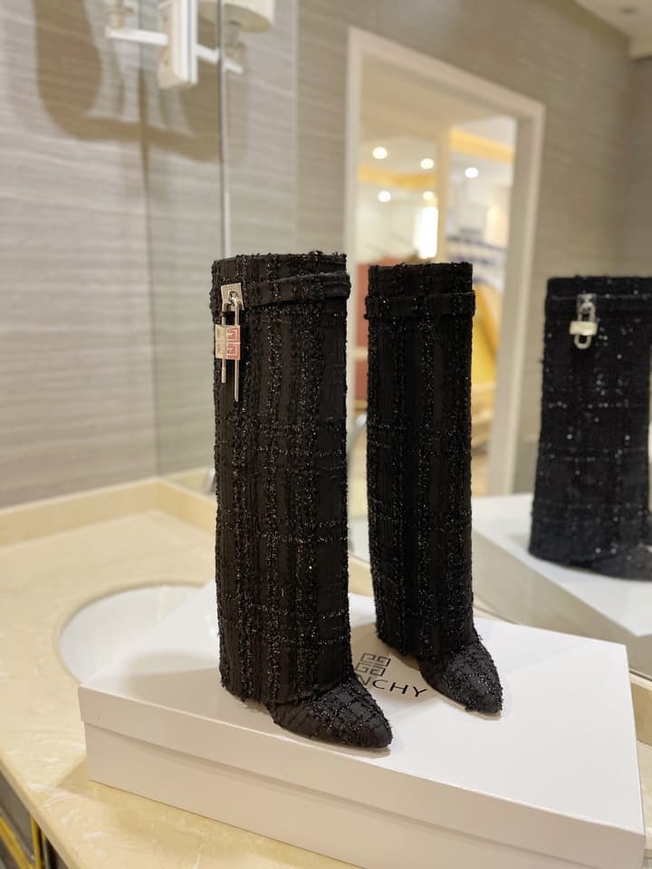 Givenchy Jacquard Plaid Knee-High Boots – 2023SS