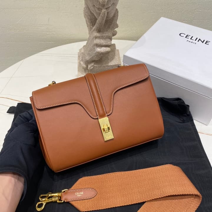 Celine Teen 16 Crossbody Bag in Black Leather