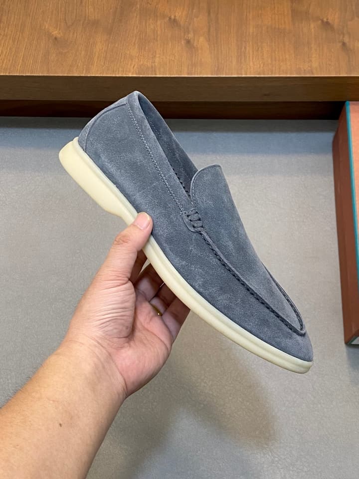 Loro Piana Suede Leather Slip-On Loafers in Black Suede