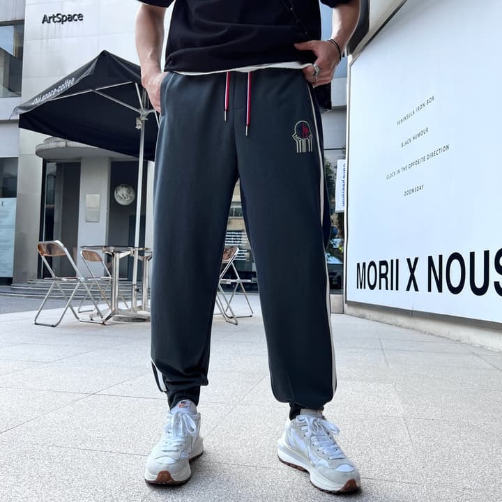 Moncler Logo Print Webbing Jogger Pants – 2023 Spring/Summer Collection in Black