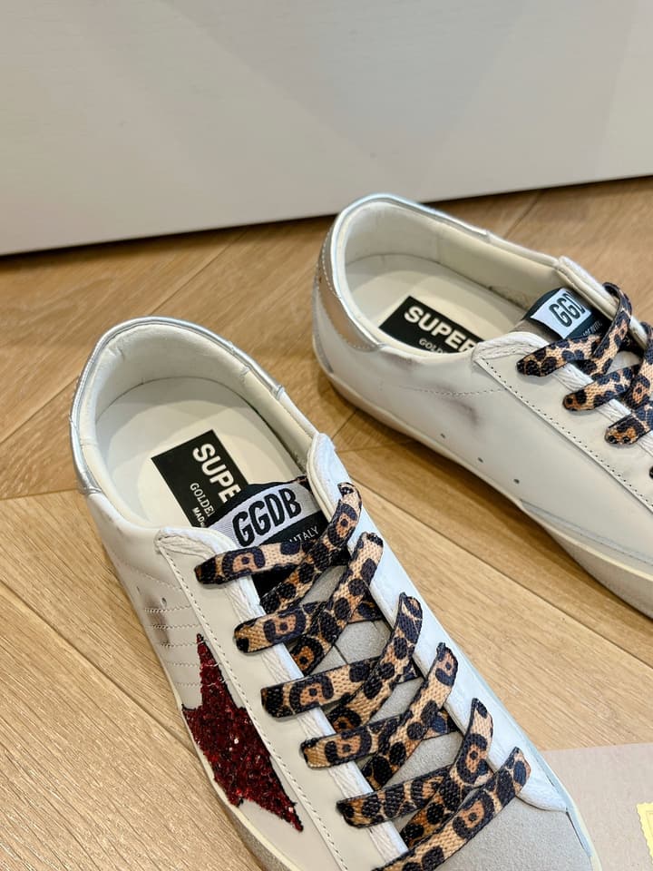 Golden Goose SPACE Series Distressed Sneakers – 2025 Collection in Leopard Print Velcro