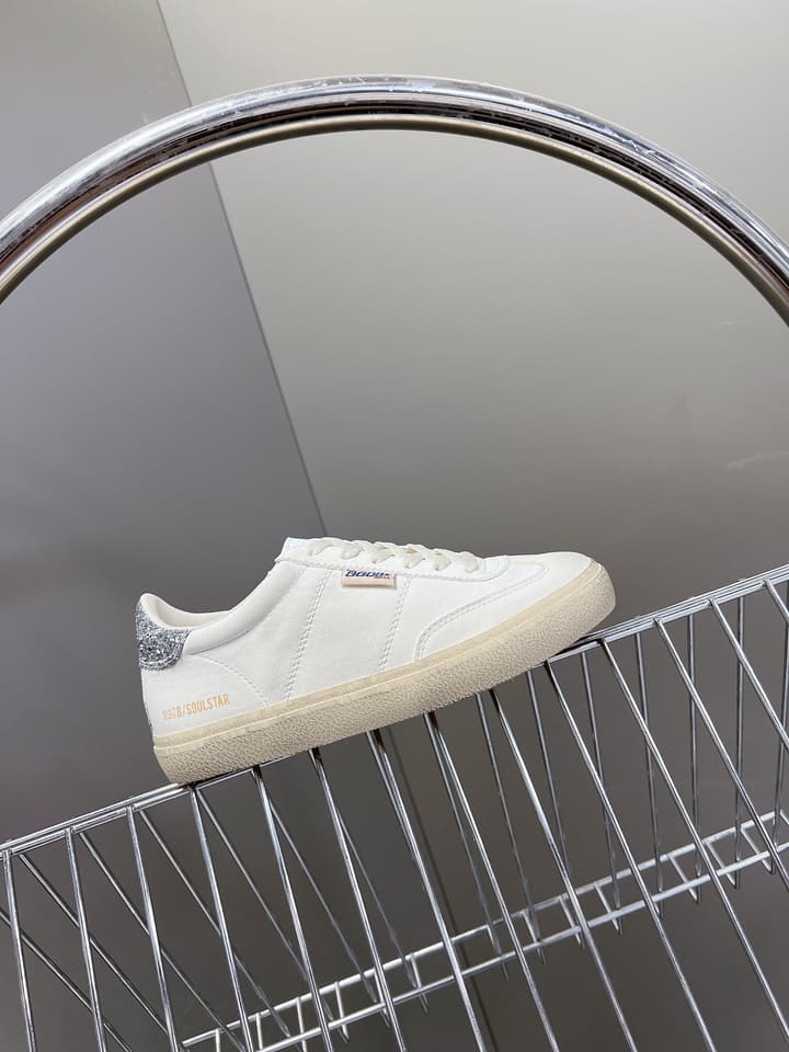 Golden Goose Distressed Leather Sneakers in Iridescent Pink