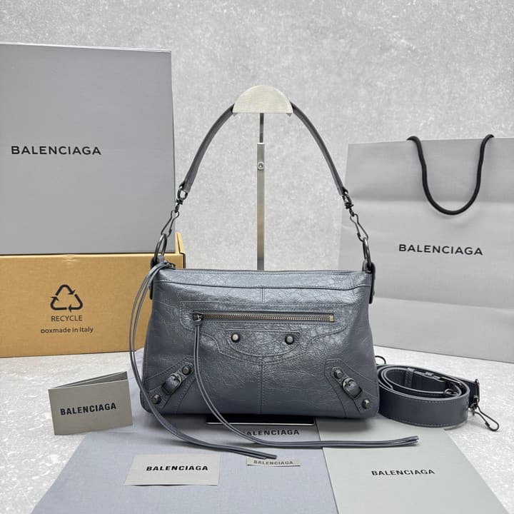 Balenciaga Le City Moto Hobo Bag – 25FW in Oil Wax Black