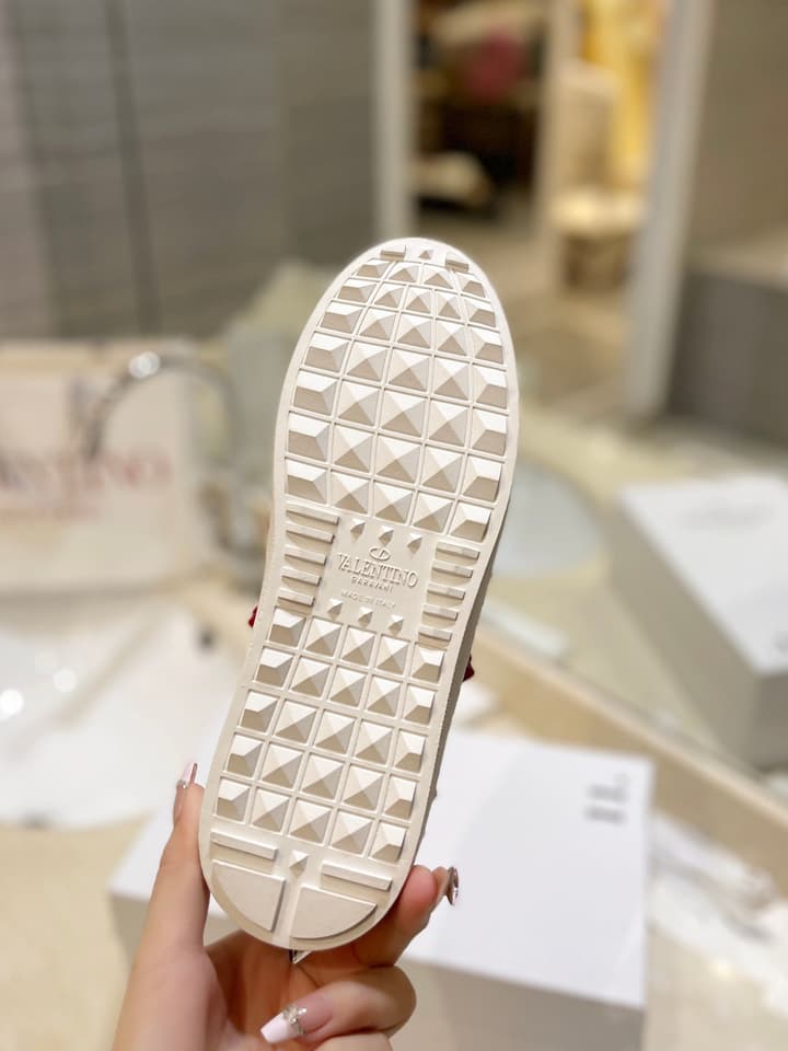 Valentino Classic Couple's Sneakers in White With Bold Red Graphic