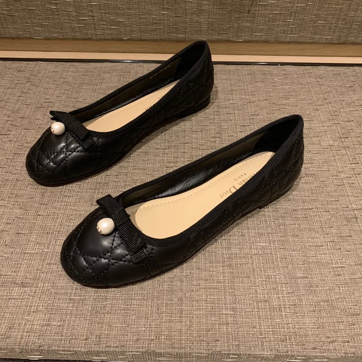 Dior Cannage Quilted Leather Ballerina Flats in Black Quilted Leather