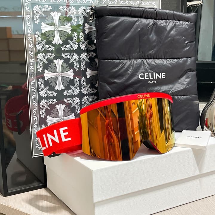 Celine Ski Goggles in Black Frame Silver Lens