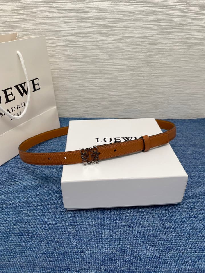 Loewe Calfskin Leather Belt in Black With Gold Buckle