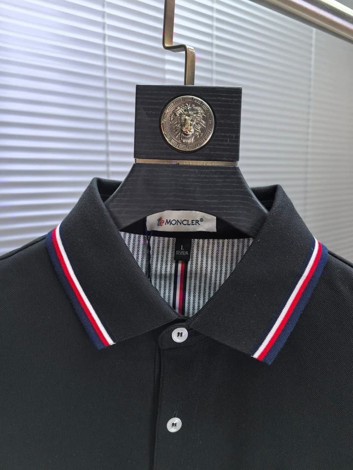 Moncler Embroidered Logo Pique Cotton Polo Shirt – Spring/Summer Collection – 2026SS in Black