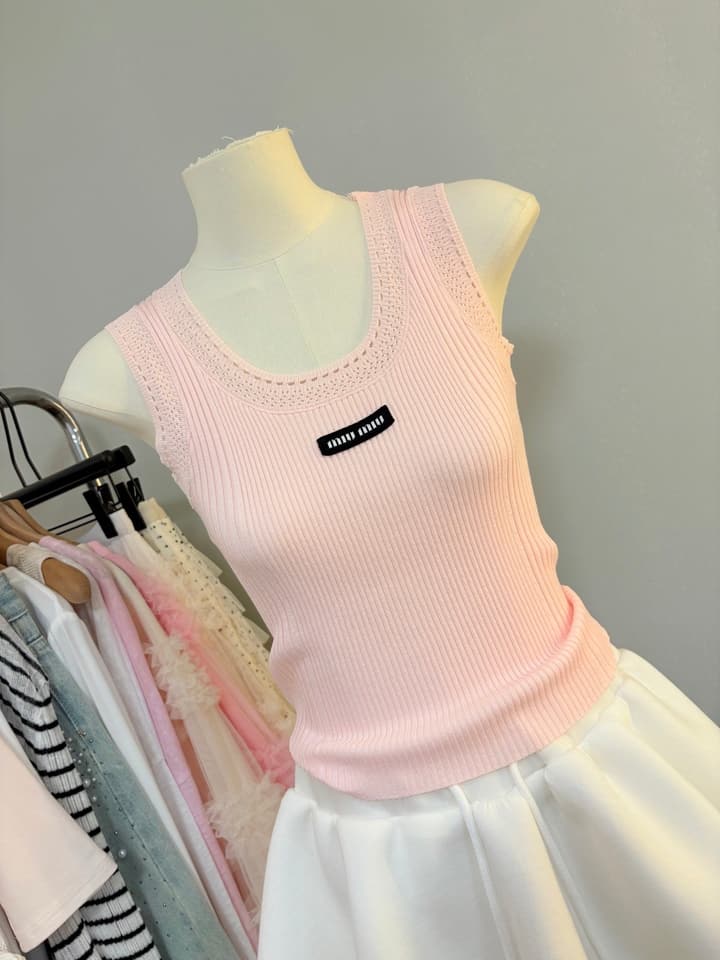 Miu Miu Cut-Out Slim-Fit Knit Tank Top in Pink