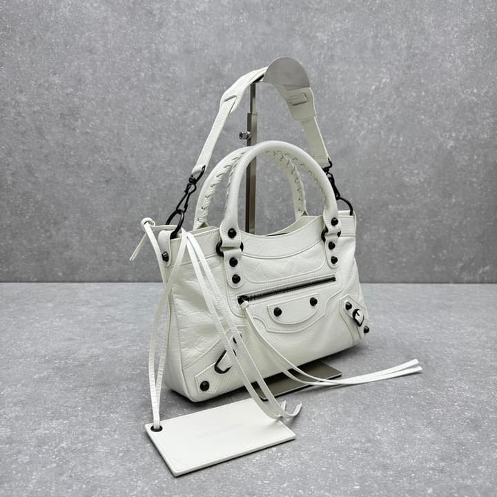 Balenciaga Le City First Bag in Oil Wax Leather in Black Oil Wax Leather