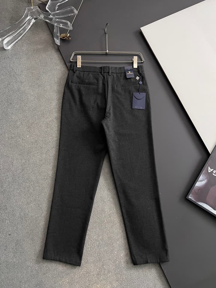 Louis Vuitton Men's Cashmere Casual Trousers – 2025 in Charcoal Gray