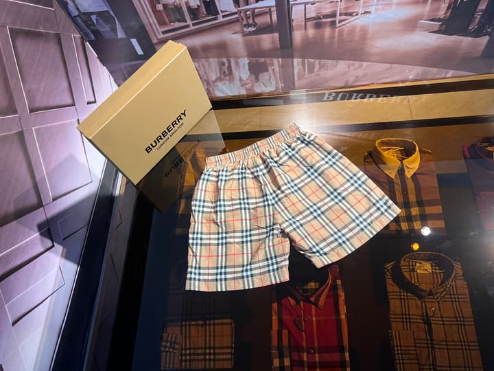 Burberry Vintage Check Swim Trunks in Beige