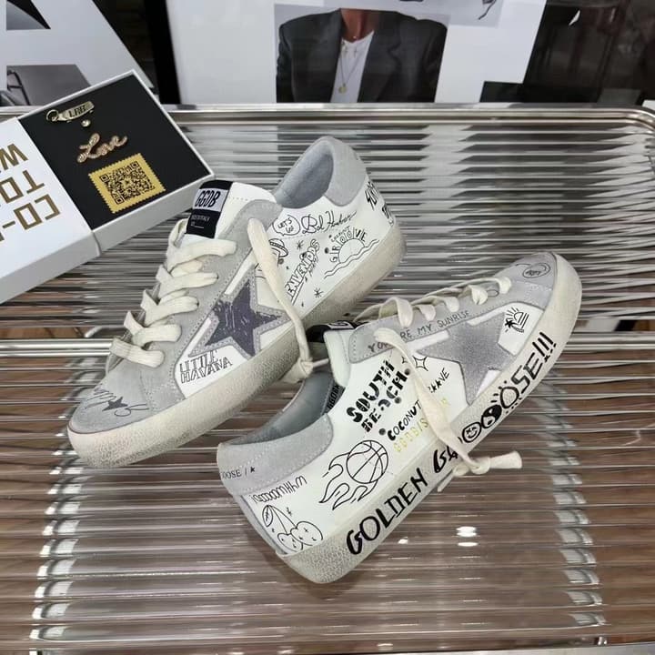 Golden Goose Classic Distressed Sneakers in Tan Suede With White Laces