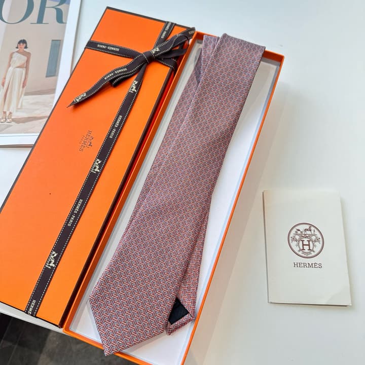 Hermès Philippe Mouquet Men's Tie in Cool Grey Patterned