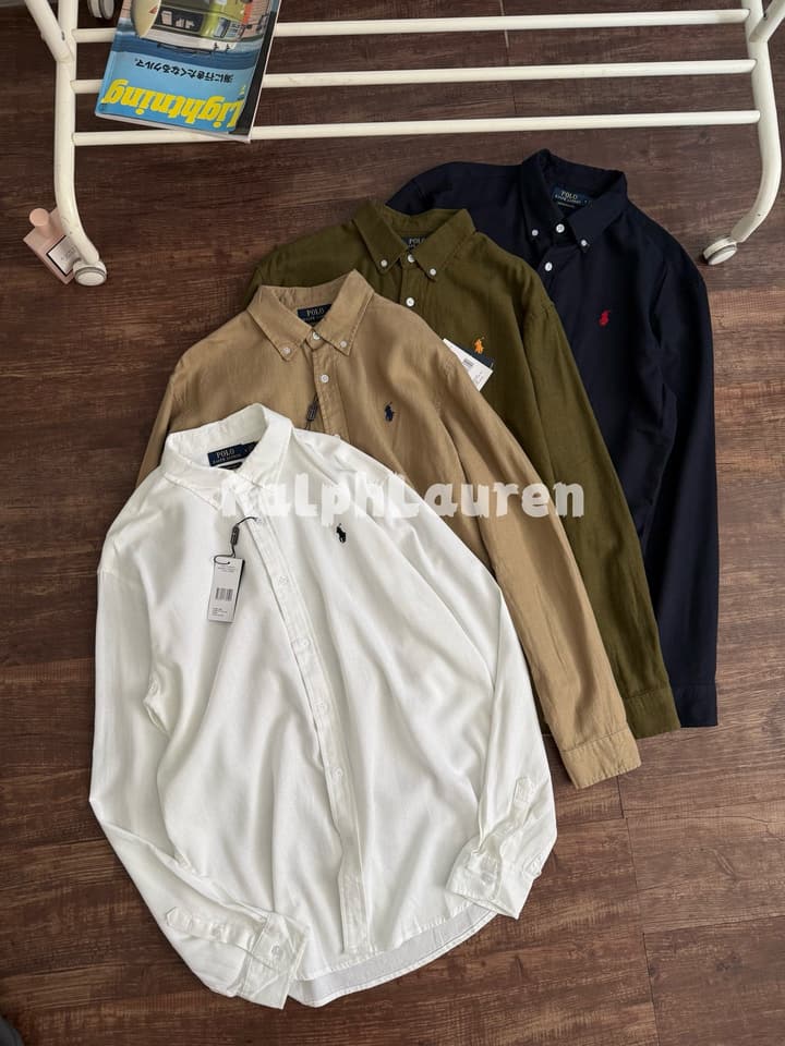 Ralph Lauren Men's Classic Fit Linen Shirt – 25FW in Army Green