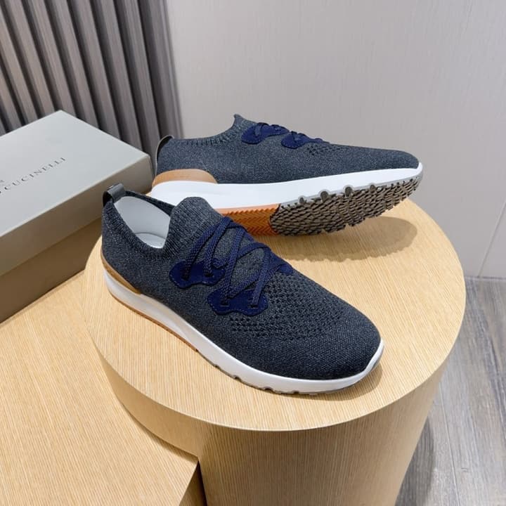 Brunello Cucinelli Men's Flyknit Sneakers – New Collection in Black Smooth