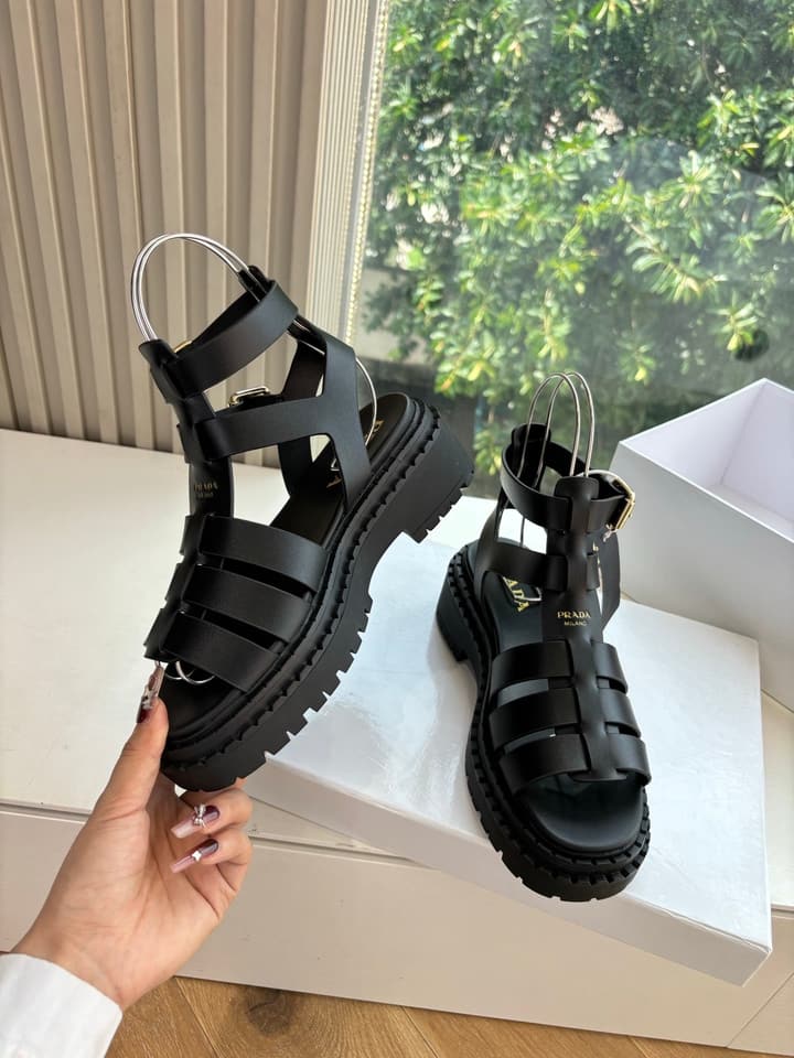 Prada 2025 Spring/Summer Cage Sandals in Black