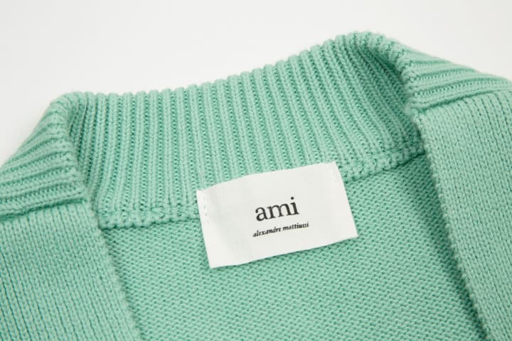 Ami Paris Classic Heart Embroidered Cardigan Sweater in Black