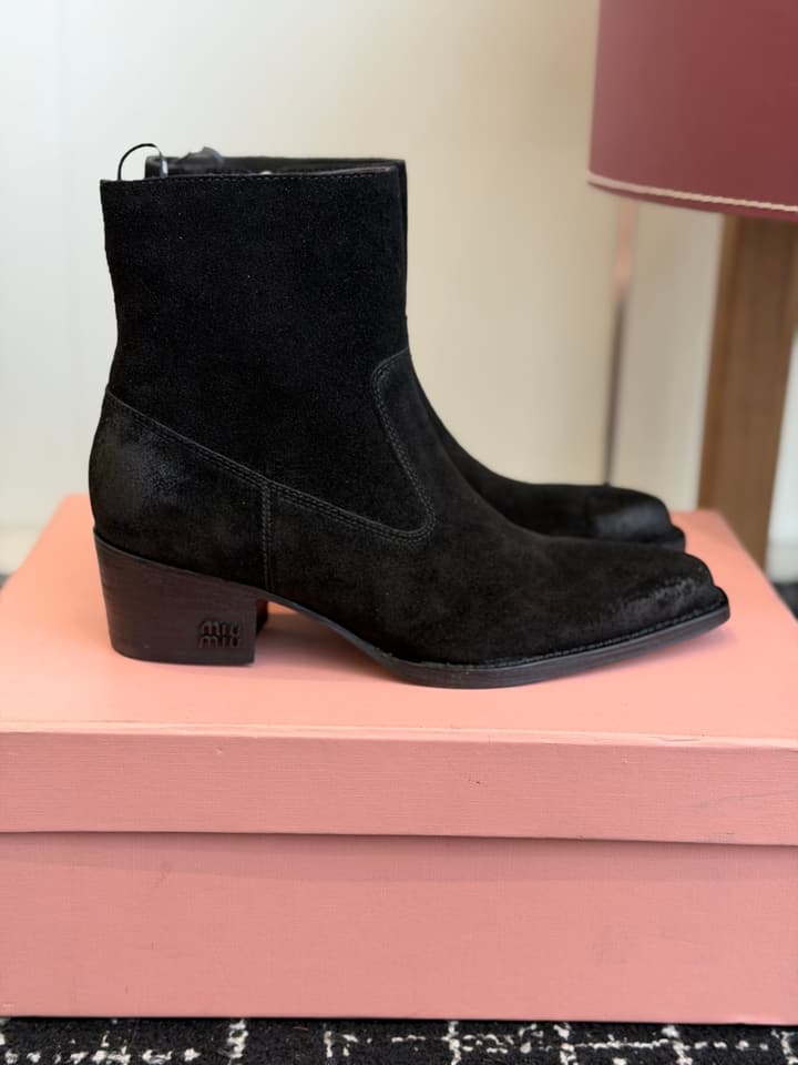 Miu Miu Distressed Leather Cowboy Biker Boots – 2026SS