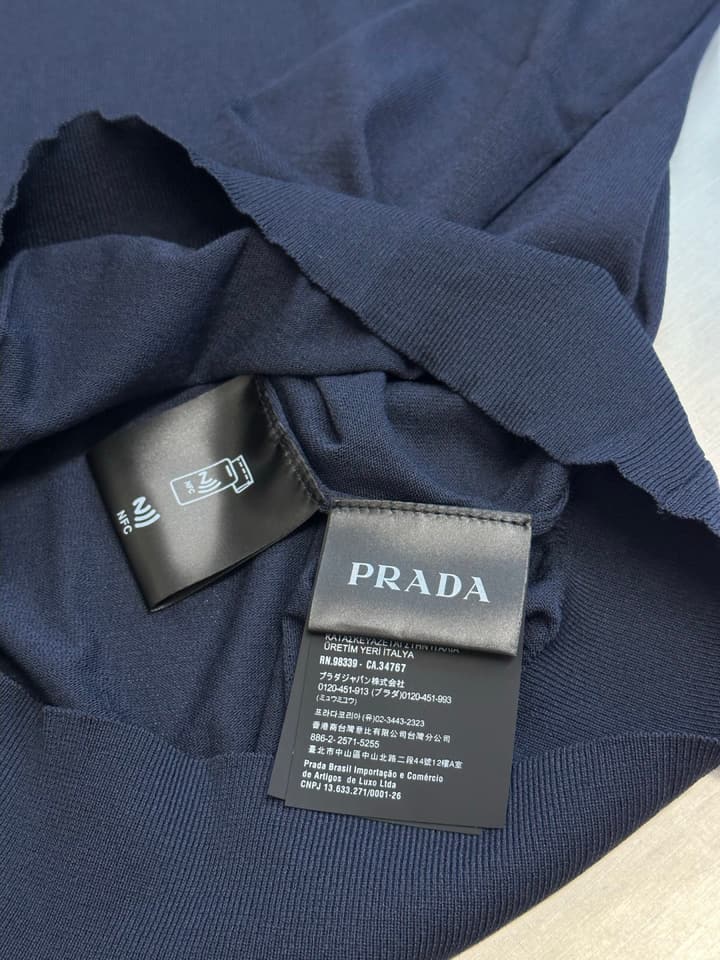 Prada Jacquard Short-Sleeve Sweater